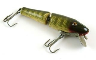 Paw Paw Jointed Pike Minnow Vintage Tack Eye Wood Fishing Lure,  Rough
