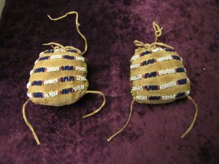 Antique Lakota Sioux Beaded Hide Medicine Bags/ Possible Bags Late 1800s