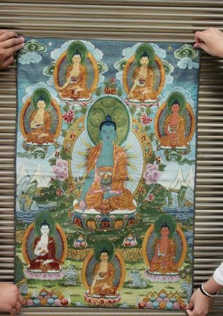 36 " Tibet Buddhism Silk Cloth Shakyamuni Thangka Sakyamuni Buddha Painting Mural