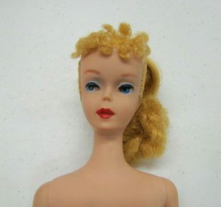 Vintage Barbie Doll Honey Blonde Ponytail Doll In Swimsuit 1960 