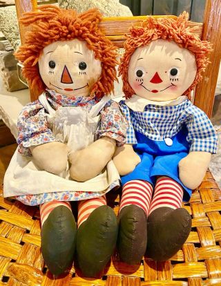 Vintage Johnny Gruelle Raggedy Ann And Andy Rag Doll 19 "