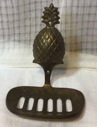 Vintage Brass Wall Mount Soap Holder Pineapple Top To Welcome Guests W Patina