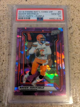 2019 Baker Mayfield Panini National Convention Purple 6 Psa 10 Gem Browns 84/99