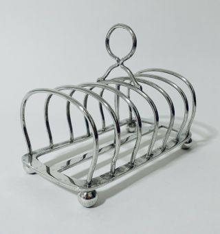 Quality Large Antique Solid Sterling Silver Six Division Toast Rack 1912