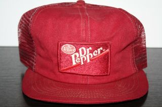 Vintage Dr Pepper Snapback Hat Trucker Advertising Mesh Patch Maroon Soda
