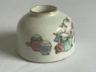 Antique QING Dynasty Chinese Porcelain Famille Rose Beehive Brush Water Pot wCOA 4