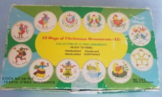 Vintage 12 Days Of Christmas Ornaments Hand Painted 1982 Snp Hong Kong