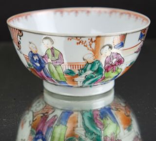 Antique Chinese Porcelain Bowl Figures 18th Century Mandarin