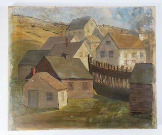 Vintage Signed M.  M.  Hoskins Oil Painting Probably Bar Harbor Or Mount Desert Me