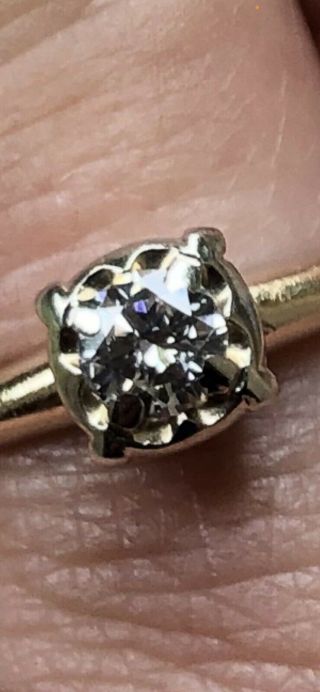 Estate 14k Yellow Gold Diamond Antique Engagement Ring.  30ct Size 7 Vs1 G - H