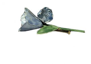 Antique Rare Enameld Blue Rose Brooch Signed “sandors Co.  1950’s Estate Find