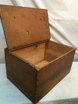 Vintage Wood Stash Shoe Shine Storage Box With Folding Lid 15x10.  5x 8.  5in