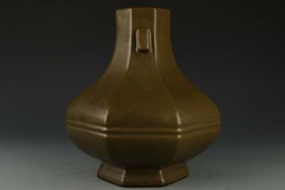 Antique Chinese Qing Tea - Dust Glaze Vase With Pierced Handles
