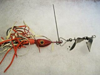 Vintage Fred Arbogast Hawaiian Wiggler 1 Fishing Lure - Red - Double Blade