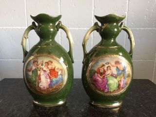 Stunning Antique Royal Vienna Porcelain Twin Handled Vases