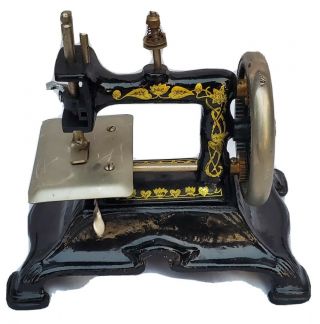 Rare Antique Muller German Full Bodied Cast Iron Shaft Driven Toy Sewing Machine