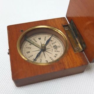 Antique Georgian James Parkes Of Birmingham Wooden Pocket Compass C.  1840