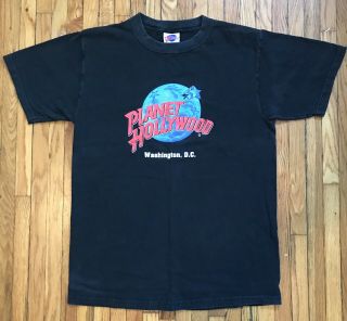 Men’s Vintage 90s 1991 Planet Hollywood Washington Dc T Shirt Sz.  Medium Black