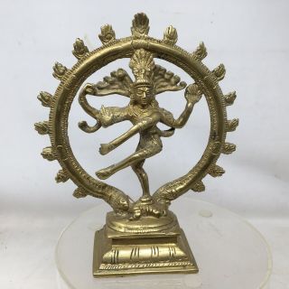 Hindu Supreme God Shiva Nataraja Lord Dance Circle Of Fire Solid Brass Statue