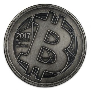 Rare 2017 Denarium Bitcoin Silver Antiqued Edition; Sticker Peeled,  Btc Redeemed