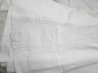 1 Vintage White Heavy Linen Sheet 68 " Single Bed Antique Thick Double Corded Hem