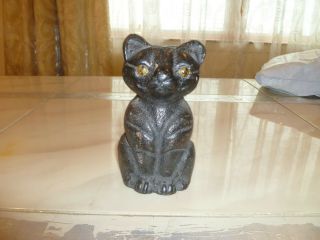 Rare Antique Hubley Albany 95 Odd Sitting Black Cat Doorstop Cast Iron Kitten