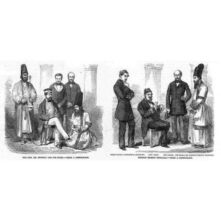 Persia Members Of The British Mission - Antique Print 1857
