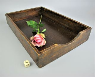 Vintage Wooden A4 Paper Or Document Desk Tray Box Holder Tidy.  Joint Corners.