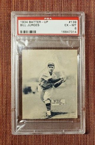1934 Batter - Up 139 Bill Jurges Chicago Cubs Baseball Card Psa 6 Ex/mt