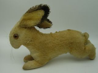 Lovely Vintage 50s Steiff Mohair Running Rabbit Bunny With Button And Tag