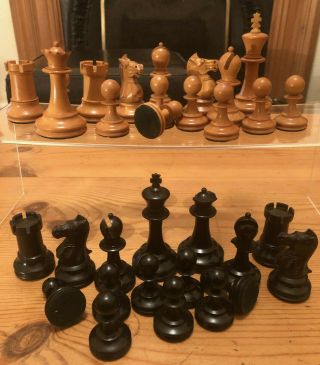 Antique Weighted & Felted Staunton Chess Set,  King 83mm