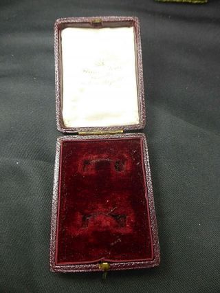 Antique 19thc Burgundy Leather Cufflinks Jewellery Presentation Display Box