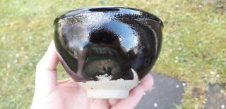 Chinese Stoneware Pottery Black Noir Bowl,  Impressed Mark