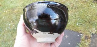 Chinese Stoneware Pottery Black Noir Bowl,  Impressed Mark 2