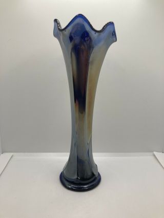 Vintage Fenton Cobalt Blue Carnival Glass Vase