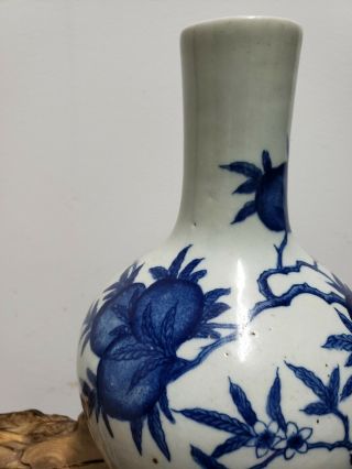 Fine Chinese Blue & White Porcelain Vase (QIANLONG Period Nine Peaches) 4