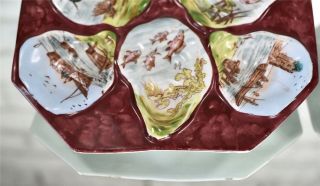 RARE Antique Austrian Porcelain Unusual Oyster Plates Pair Vintage Square 6