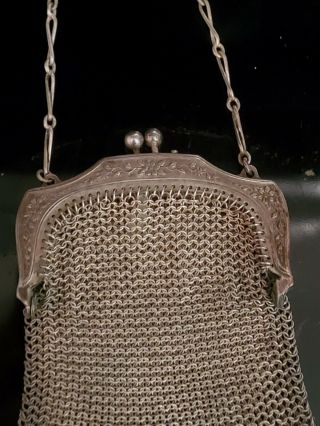 Whiting and Davis Vintage Silver Metal 1920 ' s Flapper Style Mesh Purse 2