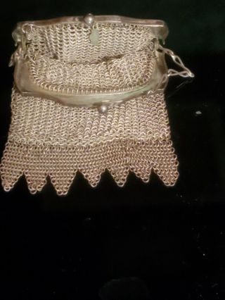 Whiting and Davis Vintage Silver Metal 1920 ' s Flapper Style Mesh Purse 3