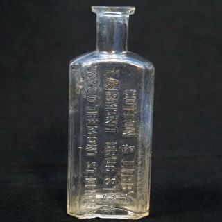 5 " Antique Us Glass Medicine Bottle Cotton Libby Fairmount Drug Denver Wt&co