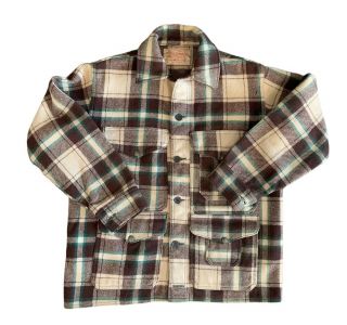 Vintage Cc Filson 100 Wool Plaid Flannel Mackinaw Jacket Shirt Mens Sz Large