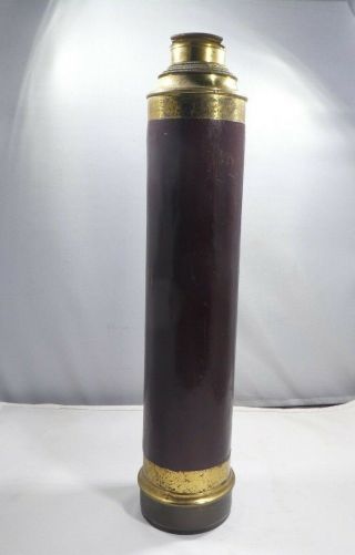 Large Antique Wood And Brass Hand Held Spyglass / Telescope,  Great Table Fare