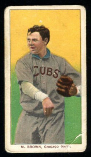1909 - 1911 T206 Sweet Caporal Mordecai Brown Throwing Cubs 150/25