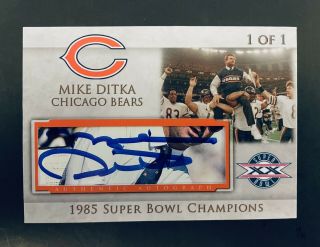Mike Ditka Chicago Bears 1985 Bowl Xx Signed Custom Cut Auto Card 1/1