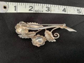 ANTIQUE VICTORIAN BROOCH / PIN STERLING SILVER LARGE FLOWER ROSE BOUQUET 2
