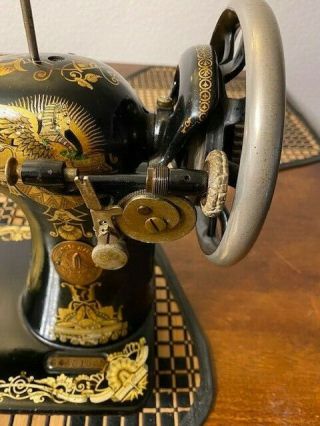 ANTIQUE SPHINX 1911 MODEL 27 SINGER TREADLE SEWING MACHINE HEAD 64481395 6