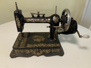 Very Rare Antique National Light Running Home Sewing Machine Hand Crank