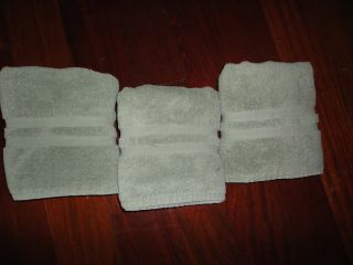 VINTAGE RALPH LAUREN BASIC GREEN (3PC) HAND TOWELS 19 X 30 MADE IN THE USA 2