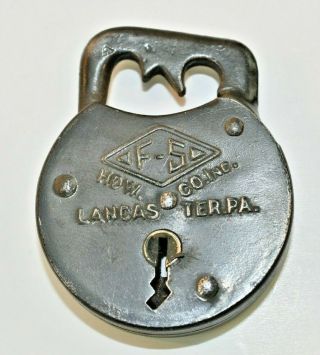 F - S Hdw.  Co.  Padlock Hardware Company Lock Antique Lancaster Pa 5b