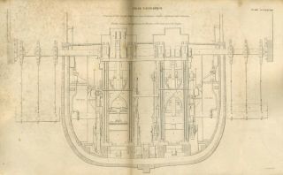 Antique Engraving Print 1842 Engine Of Britannia Class Royal Mail Steam Ships 1